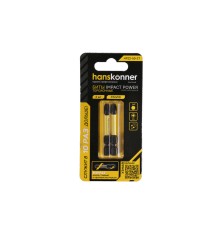 Биты PZ2x50мм, impactpower, торсионные, 2шт, Hanskonner