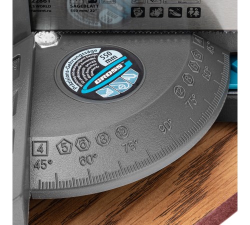 Стусло прецизионное, пила 550 мм, две прижимные струбцины Gross