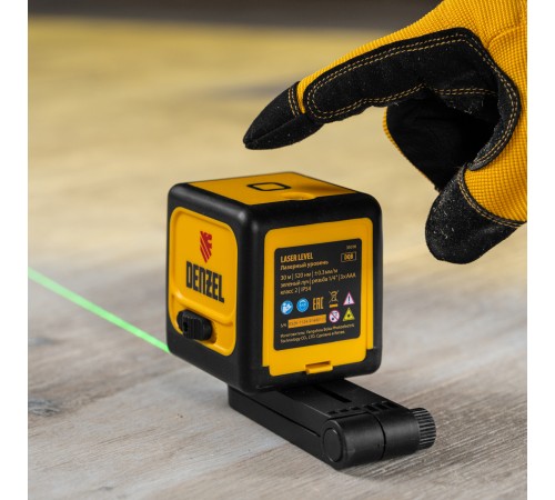Лазерный уровень DQB, 30 м, зеленый луч, батарейки, сумка Denzel