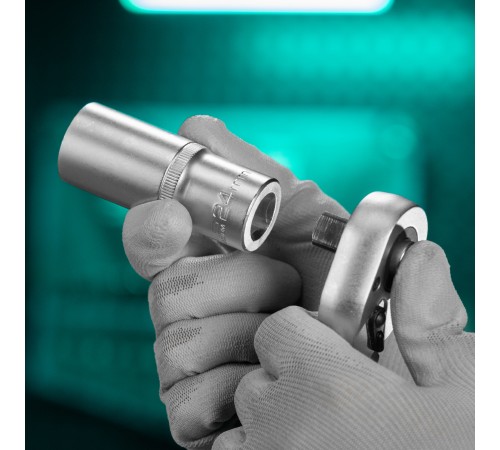 Головка торцевая удлиненная, 24 мм, шестигранная, CrV, под квадрат 1/2 Stels