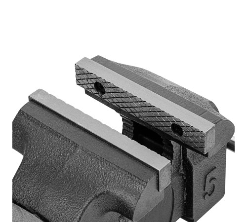 Тиски слесарные BVH-125, 125 мм, поворотные, стальная направляющая, с наковальней //Denzel