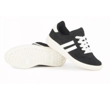 Кроссовки нат.замша ПВХ, черный/белый