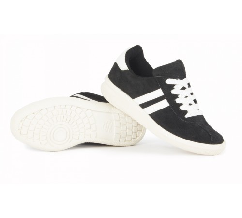 Кроссовки нат.замша ПВХ, черный/белый