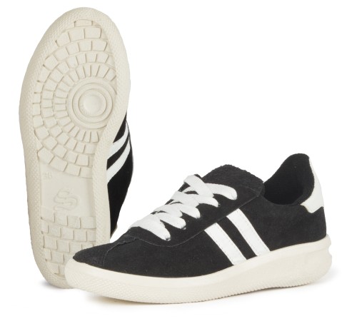 Кроссовки нат.замша ПВХ, черный/белый