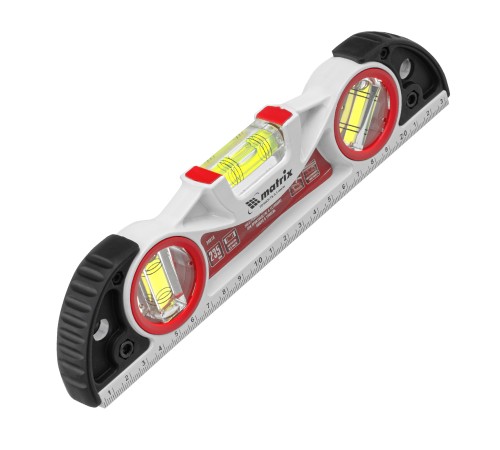 Уровень алюминиевый литой, фрезерованный, 3 глазка, две ударные площадки, 235 мм Matrix