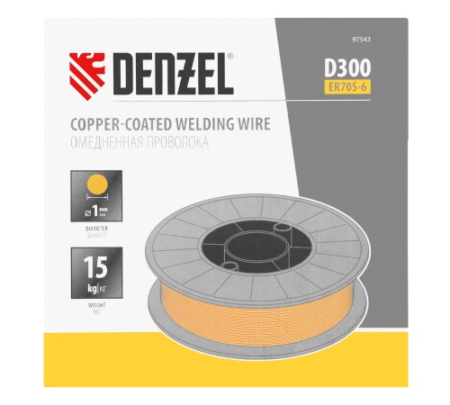 Омедненная проволока ER70S-6, диам. 1 мм, 15 кг, диам. катушки D300 Denzel