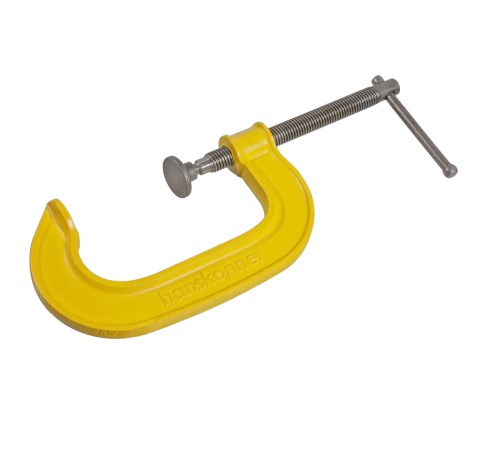 Струбцина G-образная, 100 мм / 4&apos&apos, чугун, оксидированный винт, hanskonner