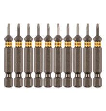 Бита TX 6х50, сталь S2, шестигранный профиль, 10 шт. Е 6,3 Denzel Бита TX 6х50, сталь S2, шестигранный профиль, 10 шт. Е 6,3 Denzel