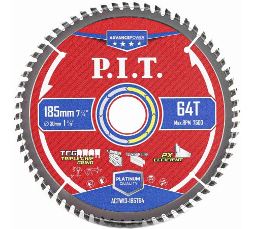 Диск пильный по алюминию P.I.T. ACTW13-185T64