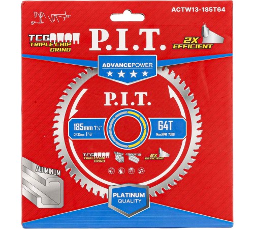 Диск пильный по алюминию P.I.T. ACTW13-185T64