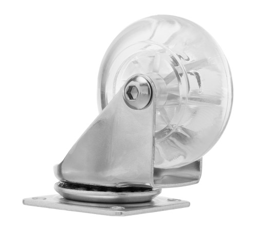 Колесо ПУ прозрачное поворотное d-50 мм, крепление платформенное Сибртех