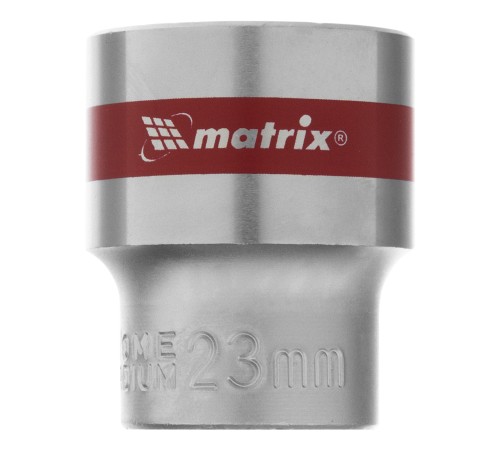 Головка торцевая, 23 мм, шестигранная, CrV, под квадрат 1/2, хромированная Matrix