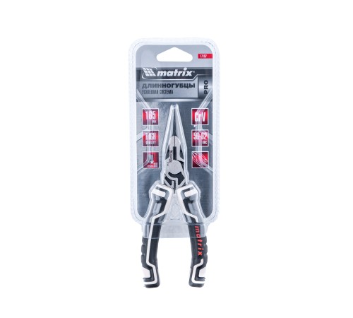 Длинногубцы прямые 165 мм, усиленная система, Pro Matrix