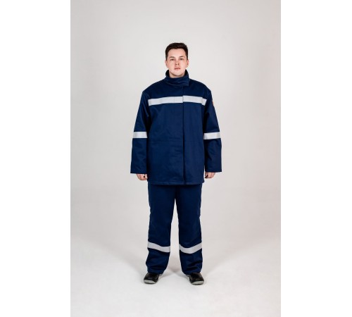 Костюм сварщика зимний Гефест-СОП 2 кл.защиты (тк.Хлопок-ОП,420) брюки, т.синий