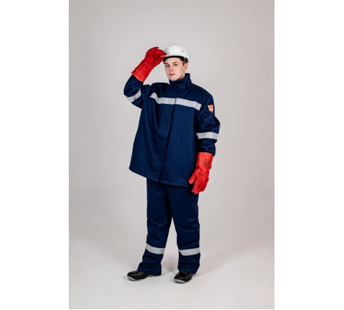 Костюм сварщика зимний Гефест-СОП 2 кл.защиты (тк.Хлопок-ОП,420) брюки, т.синий