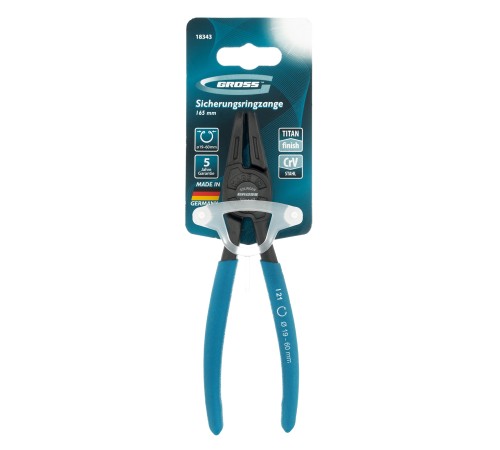Съемник, 165 мм, для внутренних стопорных колец (19-60 мм), изогнутые губки (сжим) Gross