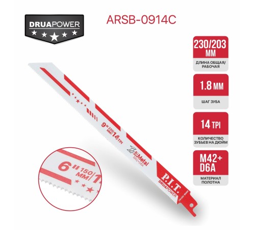 Полотно для сабельной пилы по металлу P.I.T. ARSB-0914C