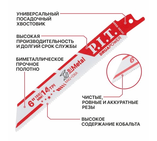 Полотно для сабельной пилы по металлу P.I.T. ARSB-0914C