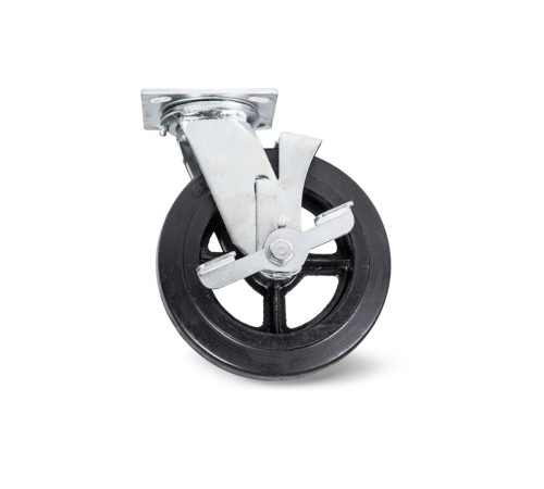 Колесо большегрузн. поворотн. тормоз рез. (SCdb 42) 100мм