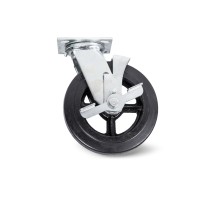 Колесо большегрузное поворотное SCdb 63 150 мм обрезиненное с тормозом (F)