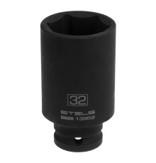 Головка ударная удлиненная шестигранная, 32 мм, 1/2, CrMo Stels