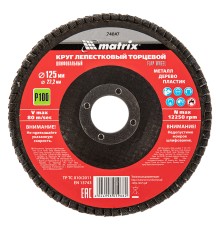 Круг лепестковый торцевой, P 100, 125 х 22.2 мм Matrix