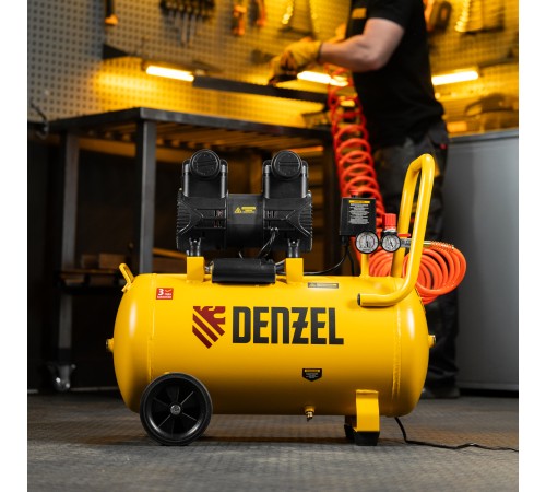 Компрессор безмасл. малошумный DLP-1500/50, 1,5 кВт,50 л, 2850 об/мин, 250 л/мин Denzel