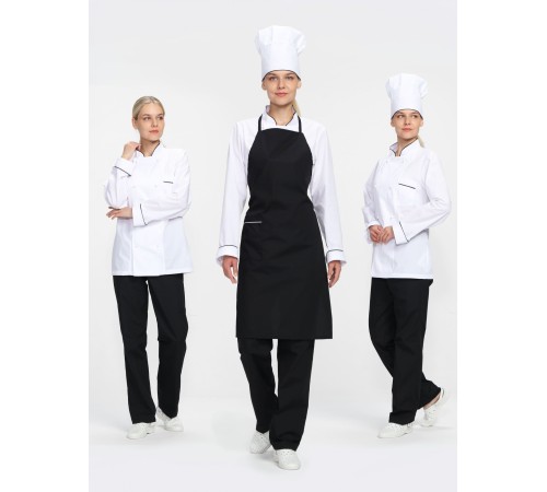 Костюм женский повара Гурман (тк.ТиСи), белый/черный