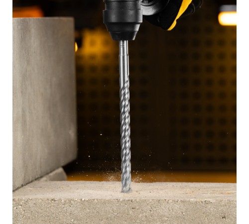 Бур по бетону, цельная крестовая пластина, 12x215 мм, SDS PLUS Denzel