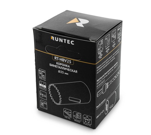 RUNTEC RT-HBV25 Коронка биметаллическая 25 мм RUNTEC BiM HSS-Co8, 4-6 TPI RUNTEC RT-HBV25 Коронка биметаллическая 25 мм RUNTEC BiM HSS-Co8, 4-6 TPI