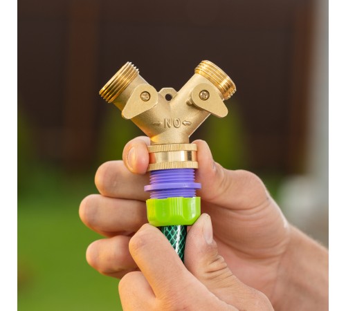 Разветвитель двухканальный, регулируемый, внешняя и внутренняя резьба 3/4, латунный Palisad