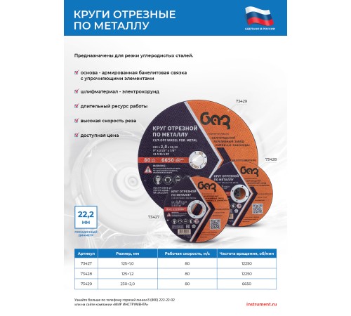 Круг отрезной по металлу, 230 х 2,0 х 22,2 мм (БАЗ) Круг отрезной по металлу, 230 х 2,0 х 22,2 мм (БАЗ)
