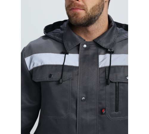 Костюм Титан-2 СОП с капюшоном CH (тк.Смесовая,210) п/к, т.серый/св.серый