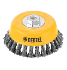 Щетка для УШМ, 125 мм, "Чашка", крученая нержавеющая проволока 0.5 мм, М14 Denzel