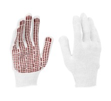 Перчатки трикотажные, х/б, ПВХ-гель Протектор, для точных работ, 13 класс Сибртех