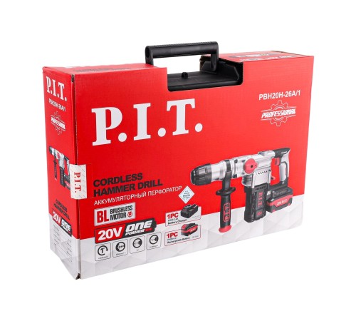 Перфоратор SDS-Plus аккумуляторный бесщеточный P.I.T. PBH20H-26A (1 АКБ, ЗУ)