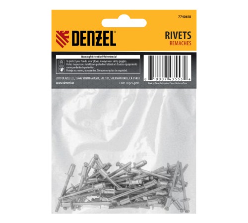 Заклепки алюминиевые, 5/32"-1/4", 4 x 6 мм, 50 шт Denzel