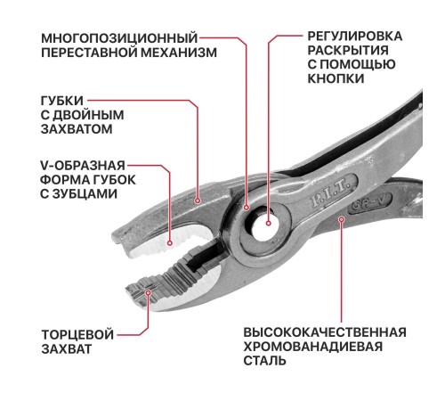 Клещи переставные с двойным захватом P.I.T. ADVANCE HPLP07-0200
