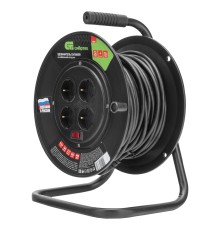 Удлинитель силовой 25 м, 16А, тип УХз16, ПВС, на кабельной катушке, 4 розетки, Сибртех