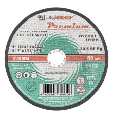 Круг отрезной по металлу и нержавеющей стали, 180 х 1.6 х 22 мм, Премиум "Луга"