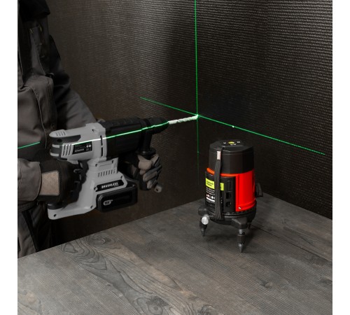 Лазерный уровень CRX-30G, 30 м, зеленый луч, батарейки, резьба 5/8