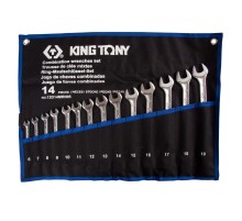 Набор комбинированных ключей, 6-19 мм, чехол из теторона, 14 предметов KING TONY 12D14MRN05 Набор комбинированных ключей, 6-19 мм, чехол из теторона, 14 предметов KING TONY 12D14MRN05