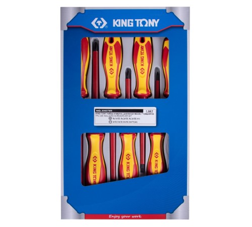 Набор отверток, диэлектрические, 7 предметов KING TONY 30607MR Набор отверток, диэлектрические, 7 предметов KING TONY 30607MR