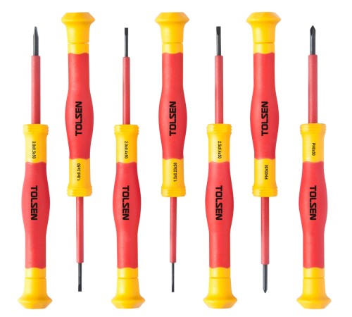 Набор отверток диэлектрических, прецизионных, 7 предметов TOLSEN TTV32007