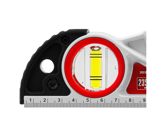 Уровень алюминиевый литой, фрезерованный, 3 глазка, две ударные площадки, 235 мм Matrix