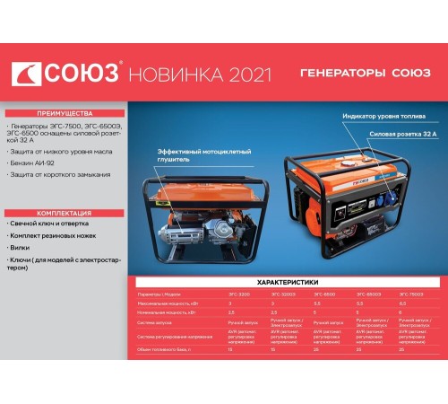 Генератор СОЮЗ ЭГС-7500Э Генератор СОЮЗ ЭГС-7500Э