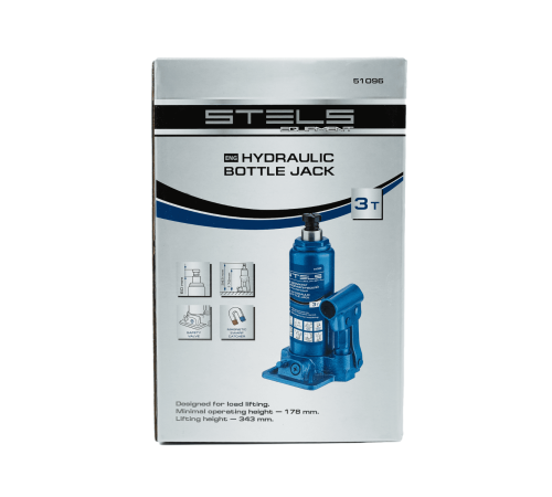 Домкрат гидравлический бутылочный, 3 т, H подъема 178-343 мм Stels
