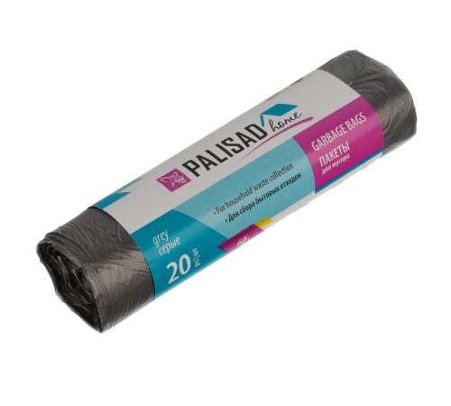 Пакеты для мусора 60 л x 20 шт. серые, Home Palisad Пакеты для мусора 60 л x 20 шт. серые, Home Palisad