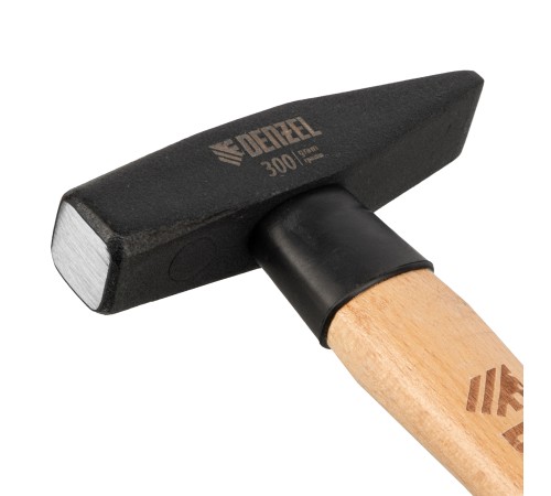 Молоток слесарный, 300 г, кованый квадратный боек, буковая рукоятка Denzel