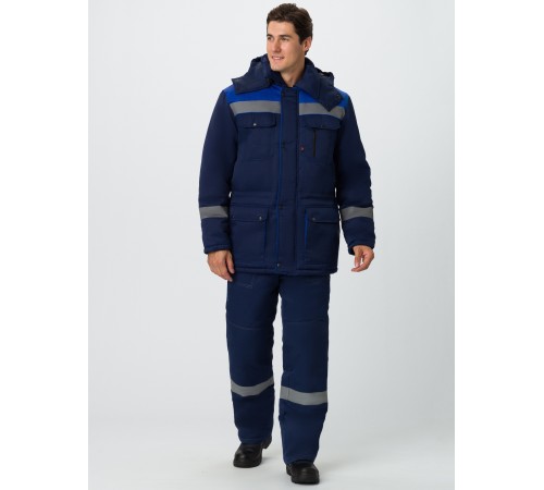 Костюм зимний Титан (тк.Смесовая,210) п/к, т.синий/васильковый